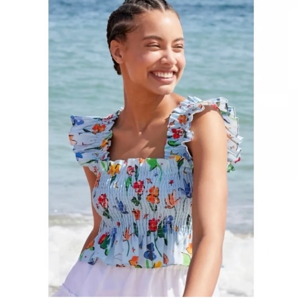 Hill House Blue Floral Ellie Shirt and Paz Skirt Set Size Large - Picture 3 of 4